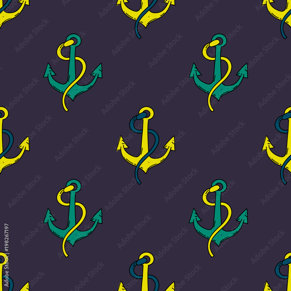 Fototapeta premium Ship anchor seamless pattern. Original design for print or digital media.