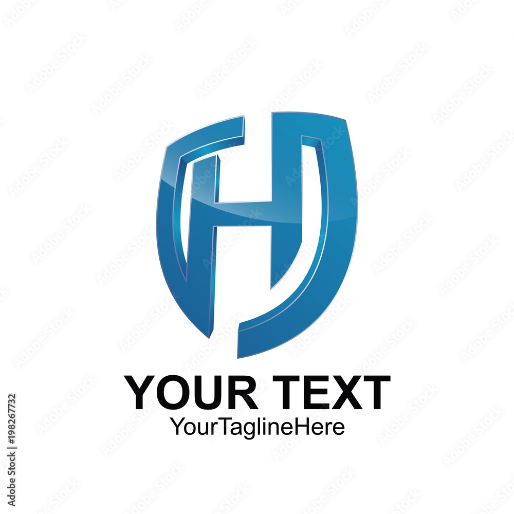 Initial letter H logo template colored blue shield design for business and company identity Initial letter H logo template colored blue shield design for business and company identity