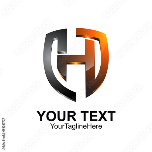 Initial letter H logo template colored bronze shield design for business and company identity
