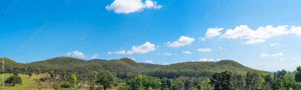Panorama landscape view of mountain agent blue sky
