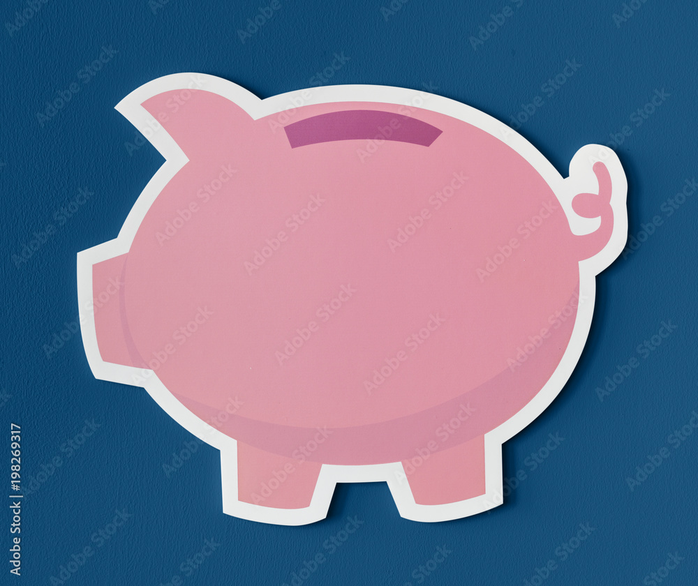 Pink piggy bank savings icon