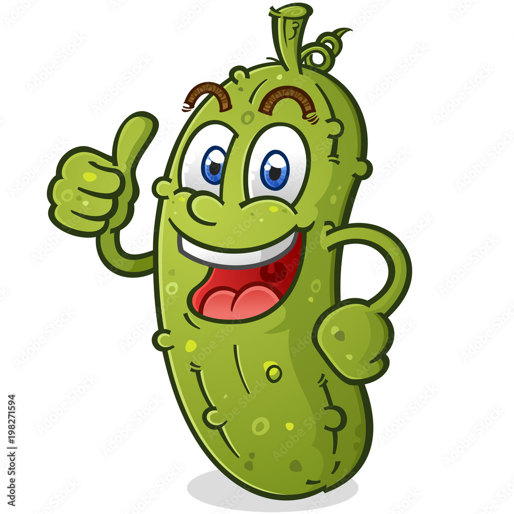 Obraz premium Pickle Cartoon Character Giving a Thumbs Up