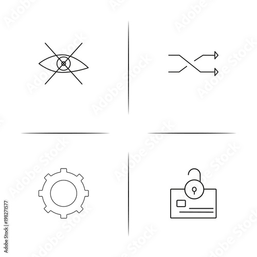 Interface simple linear icons set. Outlined vector icons