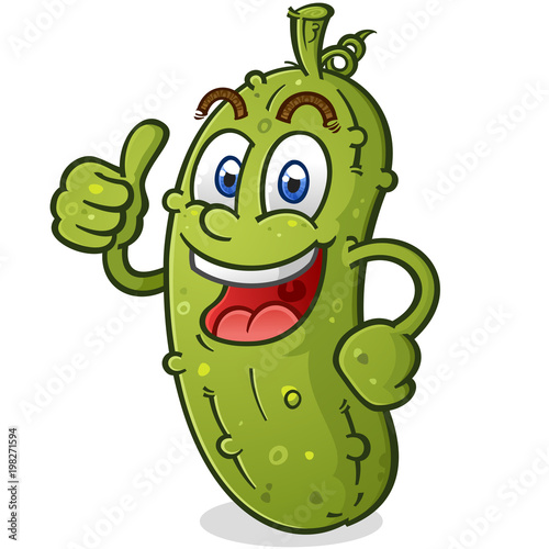 Pickle Cartoon Character Giving a Thumbs Up