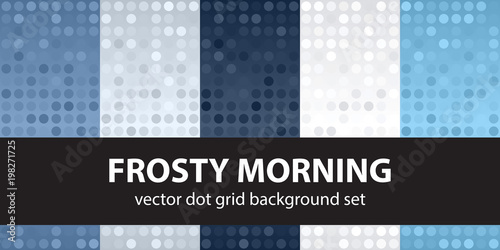 Polka dot pattern set Frosty Morning. Vector seamless geometric dot backgrounds