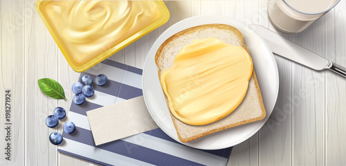 Butter spreading on bread
