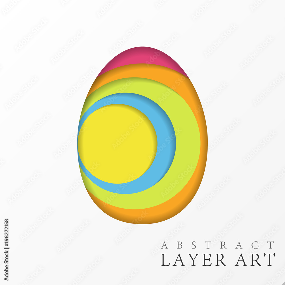 Obraz premium Easter Egg Abstract Layer Art with paper cut shapes. Vector design layout for business presentations, flyers, posters and invitations