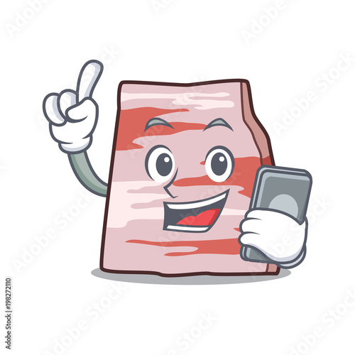 With phone pork lard character cartoon
