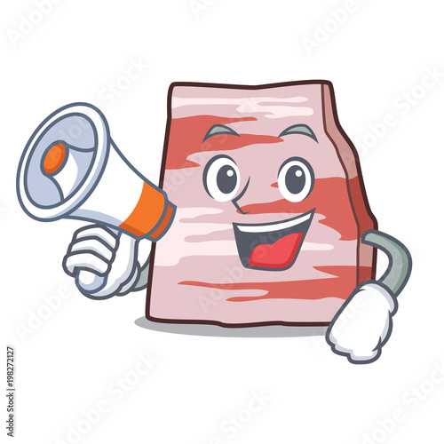 With megaphone pork lard character cartoon