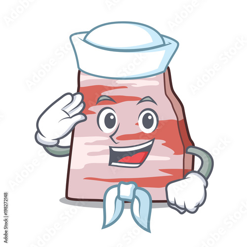 Sailor with binocular pork lard character cartoon