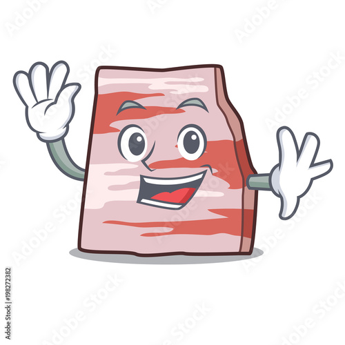 Waving pork lard character cartoon