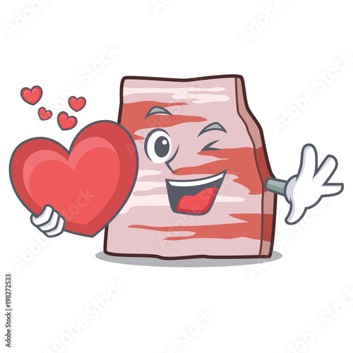 With heart pork lard mascot cartoon