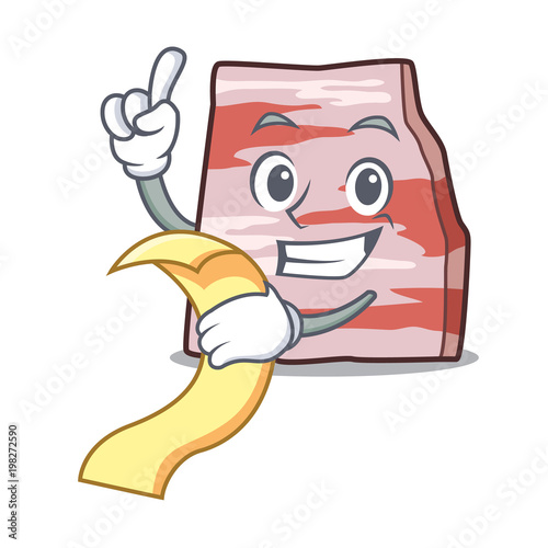With menu pork lard mascot cartoon