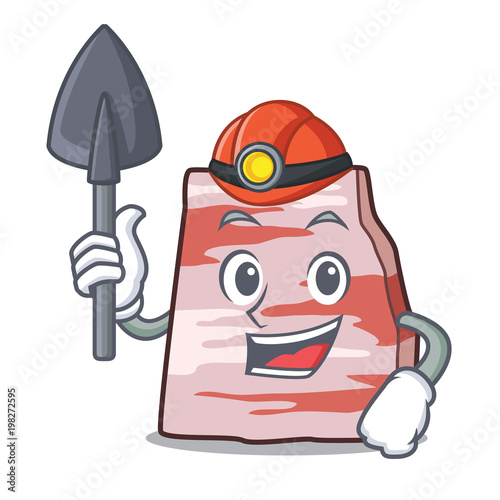 Miner pork lard mascot cartoon
