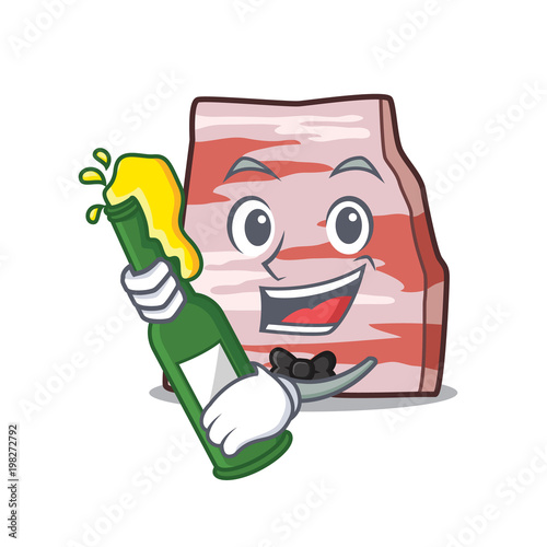 With beer pork lard mascot cartoon