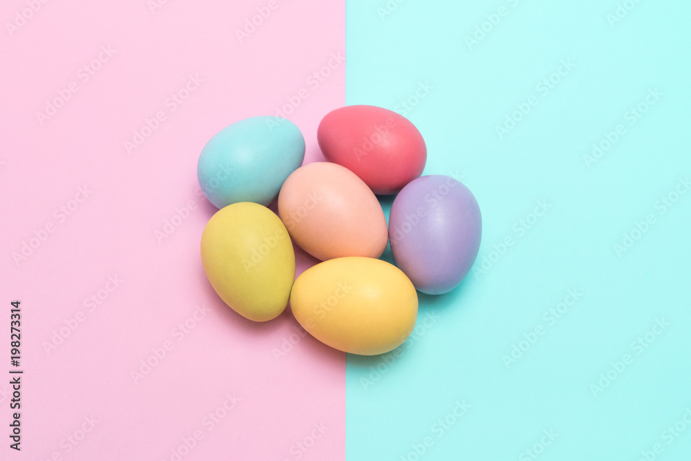 colourful easter eggs placed in a flower shape colourful easter eggs placed in a flower shape