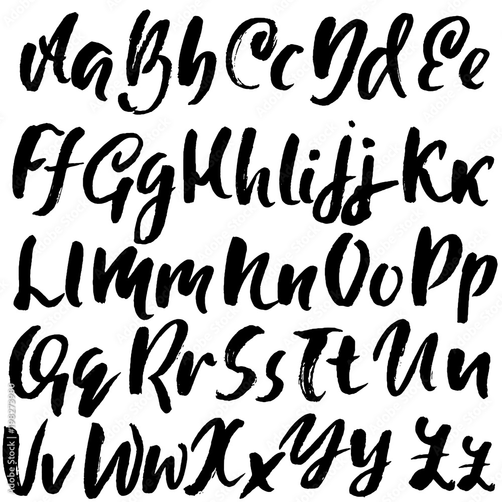 Handdrawn dry brush font. Modern brush lettering. Grunge style alphabet. Vector illustration. Handdrawn dry brush font. Modern brush lettering. Grunge style alphabet. Vector illustration.