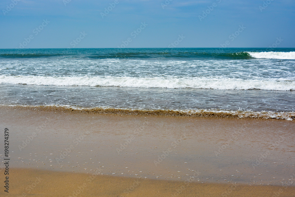 The landscape of nature.Waves in the Arabian sea at Arambol beach in North Goa.India