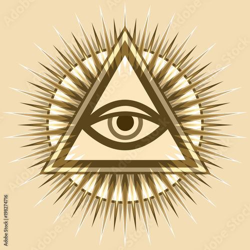 All-Seeing Eye of God (The Eye of Providence | Eye of Omniscience | Luminous Delta | Oculus Dei). Ancient mystical sacral symbol of Illuminati and Freemasonry.