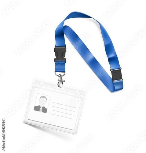 Set of lanyard with id card. Vector illustration on white background. Ready mockup to use for for presentations, conferences and other business situations. EPS10.