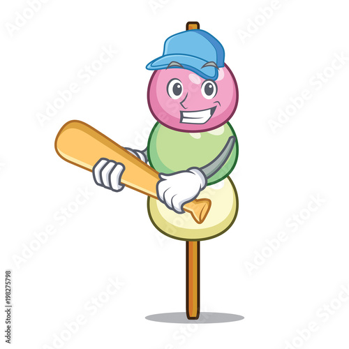 Playing baseball dango character cartoon style