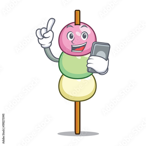 With phone dango character cartoon style