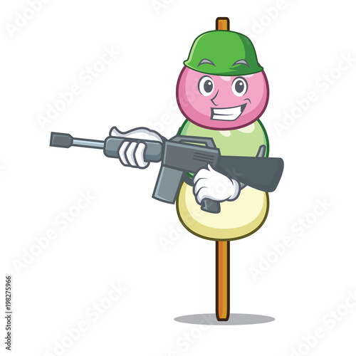 Army dango character cartoon style