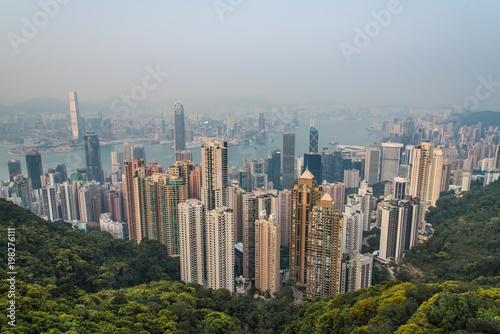 Aerial view of Hong Kong from Victoria Peak