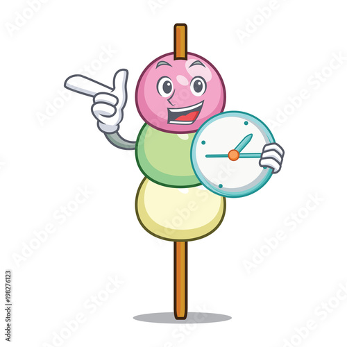 With clock dango character cartoon style