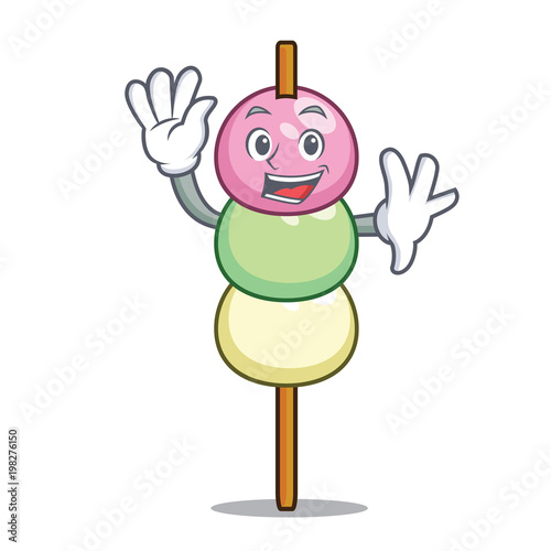 Waving dango character cartoon style