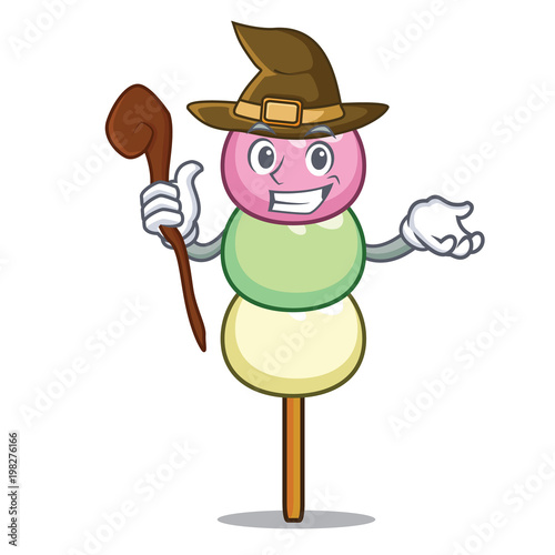 Witch dango mascot cartoon style