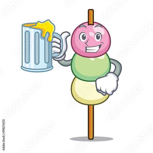 With juice dango mascot cartoon style