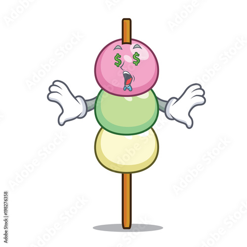 Money eye dango mascot cartoon style