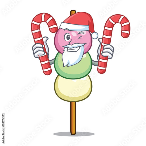 Santa with candy dango mascot cartoon style