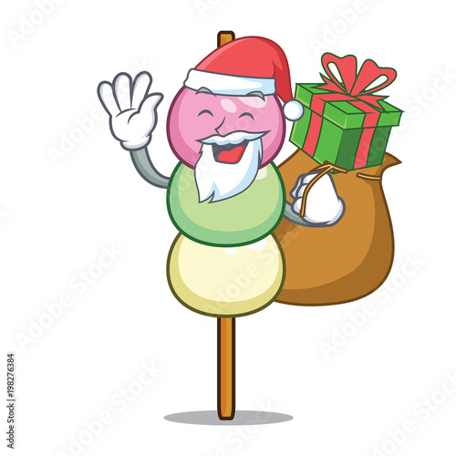Santa with gift dango mascot cartoon style