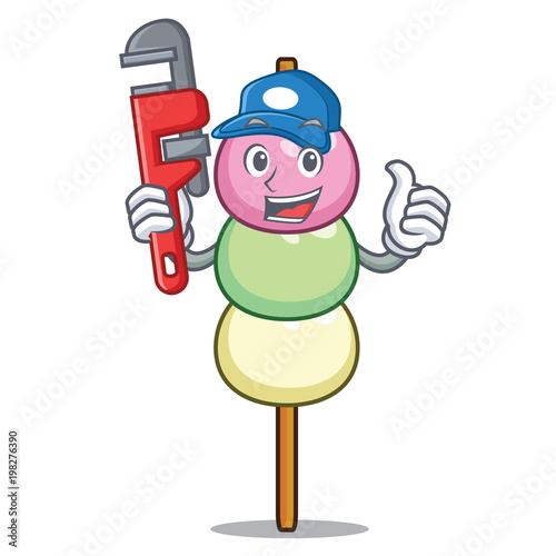 Plumber dango mascot cartoon style