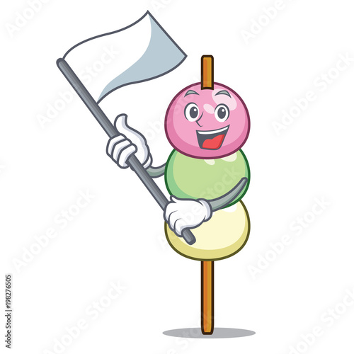 With flag dango mascot cartoon style
