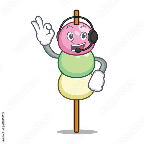 With headphone dango mascot cartoon style