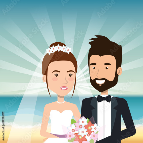 just married couple in the beach