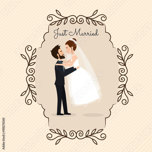 romantic picture of just married couple