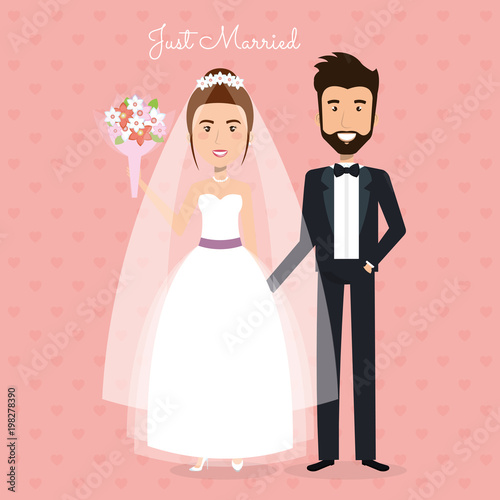 romantic picture of just married couple
