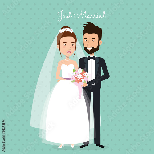 romantic picture of just married couple