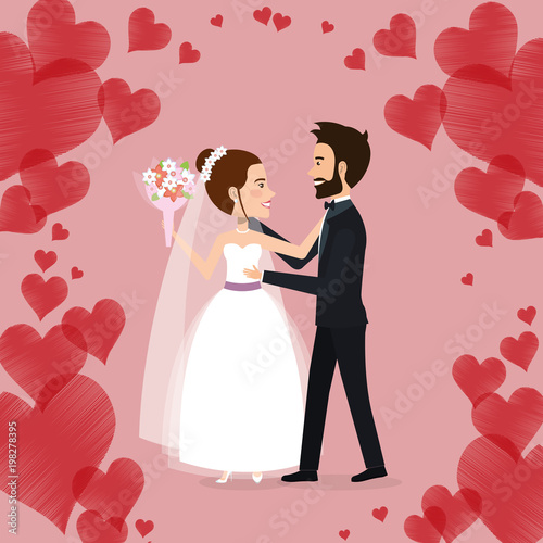 romantic picture of just married couple