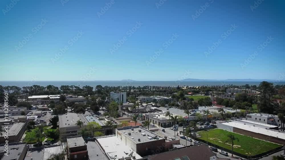 Sunny California - Downtown Ventura, Beach Town - Aerial rotational downward fly over Sunny California - Downtown Ventura, Beach Town - Aerial rotational downward fly over