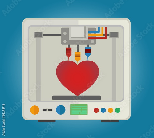 3D printer to print three-dimensional models for the internal organs. Heart transplant