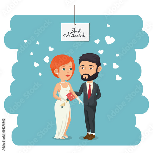 romantic picture of just married couple