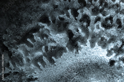 Abstract extraterrestrial landscape. Baking soda; vinegar chemical reaction product; sodium acetate; hot ice.