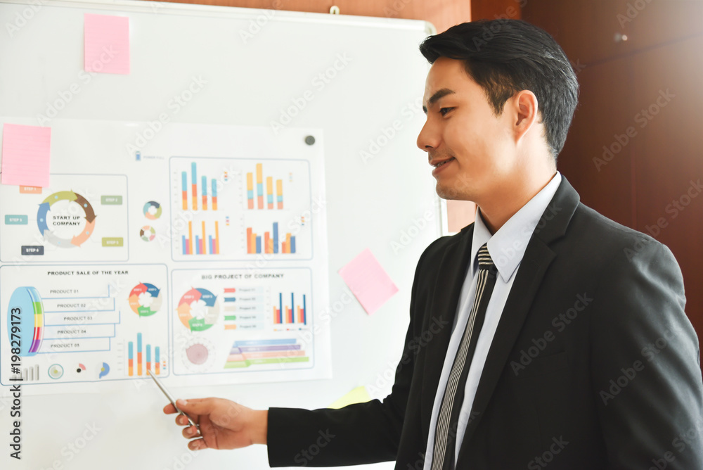 Businessman is making a new presentation. Businessman is making a new presentation.