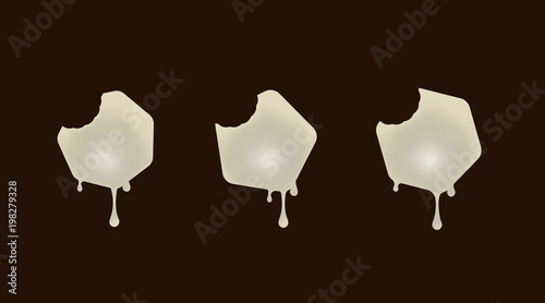 Set the white chocolate desserts. Form a Pentagon, hexagon and heptagon. Vector illustration.