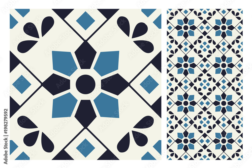 Fototapeta premium vintage tiles patterns antique seamless design in Vector illustration